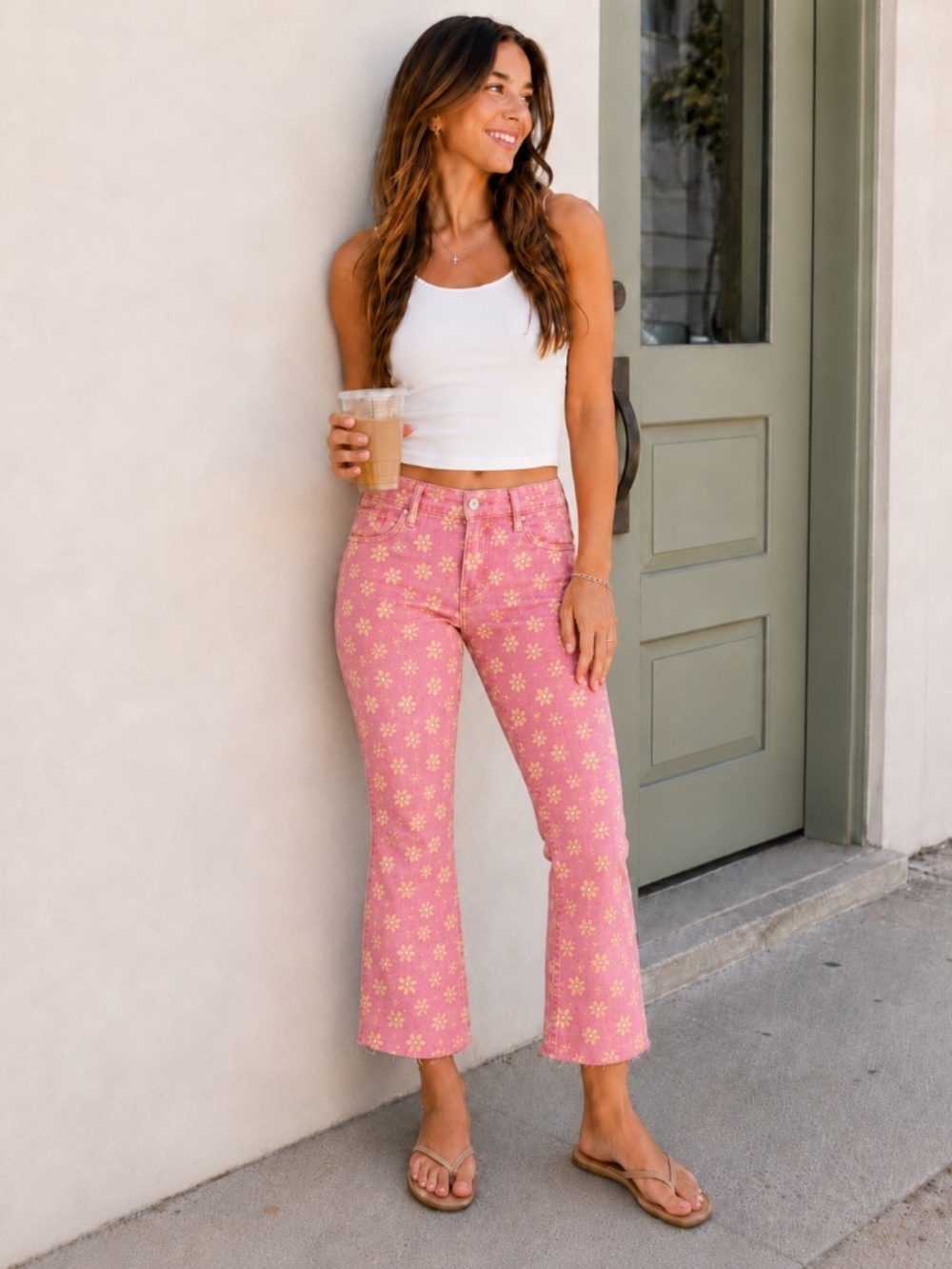 ZARA Boho Chic Hippie Retro 70s High Waist Flared Leg Flower Print Jeans, Size 4